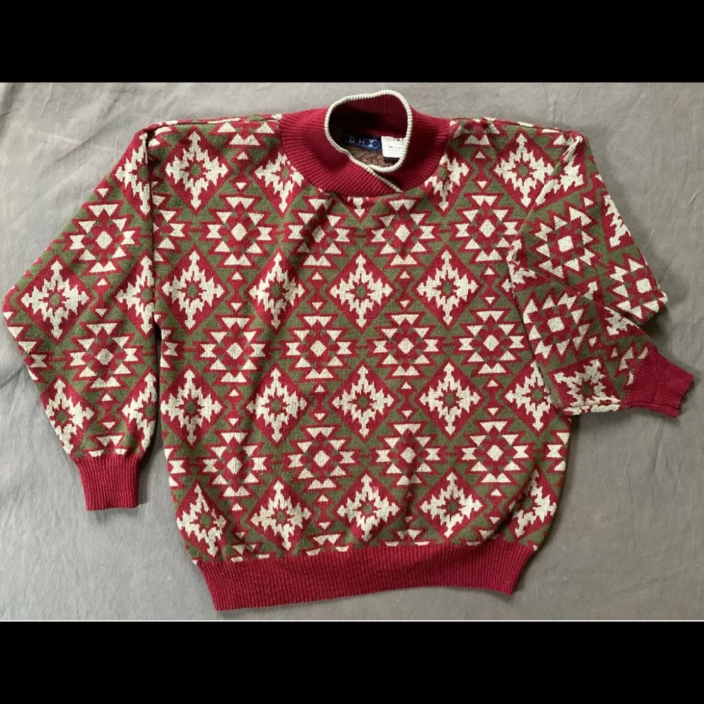 Cool Vintage OHI Sweater! Dank Pattern. Size L